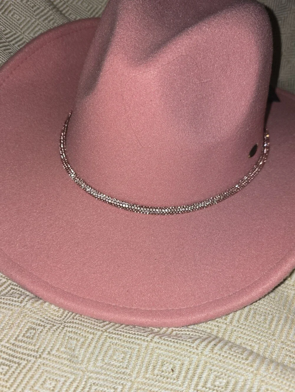 C.C Rose Rhinestone-Trim Cowboy Hat - Rose Pink